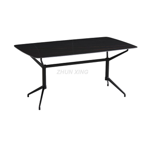 Black Dining Table with Aluminum Metal Legs for Living Room Table