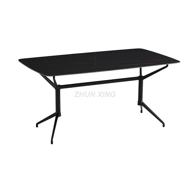 Black Dining Table with Aluminum Metal Legs for Living Room Table
