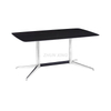 Black Square Dining Table with Silver Aluminum Metal Base for Living Room Table