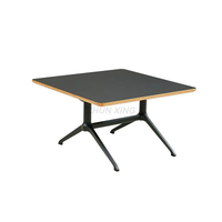 Square Dining Table with Black Aluminum Metal Base for Home Living Room Furniture