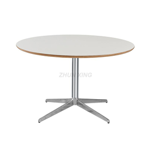 Square Dining Table with White Aluminum Metal Base for Home Living Room Table