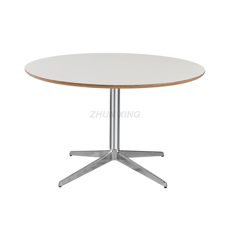 Square Dining Table with White Aluminum Metal Base for Home Living Room Table