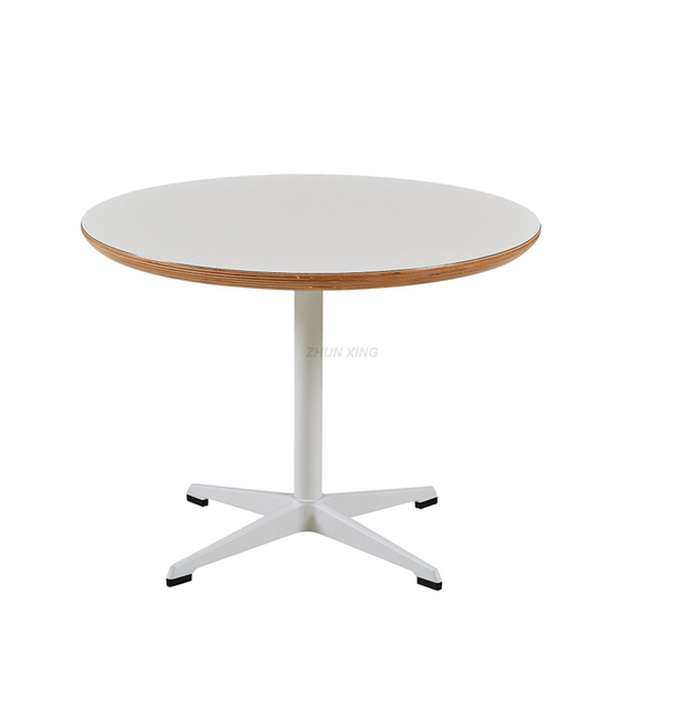 Modern White Round Coffee Table Aluminum Legs Table