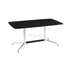Black Dining Table with Silver Aluminum Metal Legs for Living Room Table