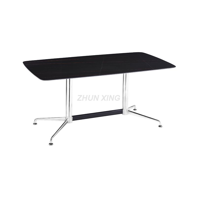 Black Dining Table with Silver Aluminum Metal Legs for Living Room Table