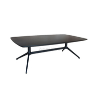 Square Dining Table with Black Aluminum Metal Base for Home Living Room Table