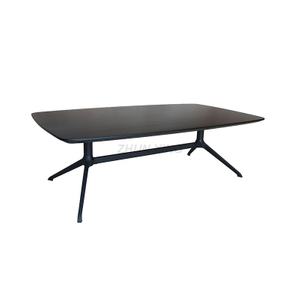 Square Dining Table with Black Aluminum Metal Base for Home Living Room Table